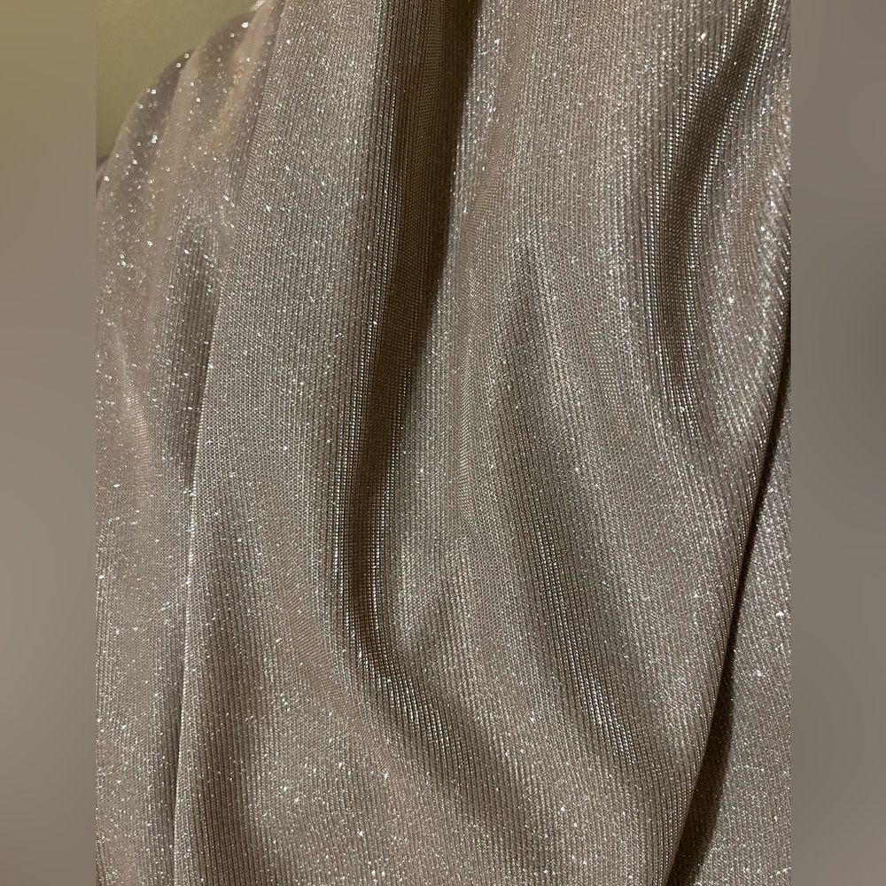 B Darlin Long Dress, Juniors' Glitter Mesh Rose color - Picture 6 of 15